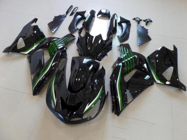 Cheap 2006-2011 Glossy Black with Green Line Kawasaki Ninja ZX14R Motorcycle Fairings Canada