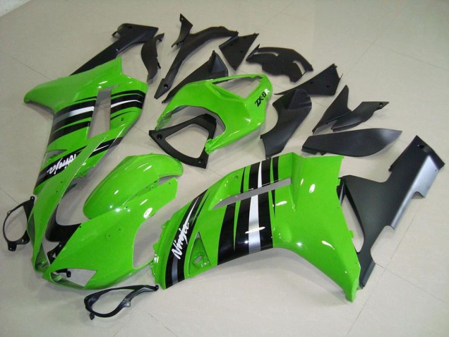 Cheap 2007-2008 Green and Silver Stripe Kawasaki Ninja ZX6R Motorcycle Fairings Canada