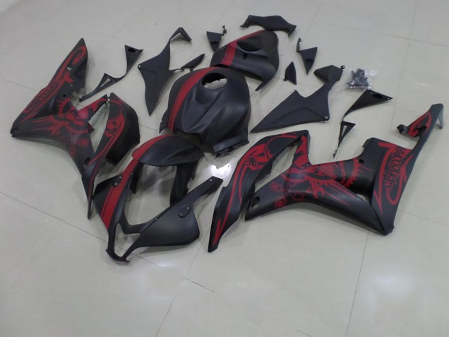 Cheap 2007-2008 Matte Black Red Skull with Stripe Honda CBR600RR Motorcycle Fairings Canada Cheap 2007-2008 Matte Black Red Skull with Stripe Honda CBR600RR Motorcycle Fairings Canada