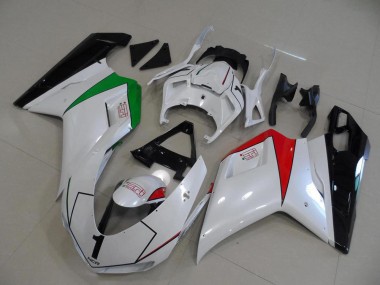 Cheap 2007-2012 Peral White with Italy Flag Ducati 848 1098 1198 Motorcycle Fairings Canada