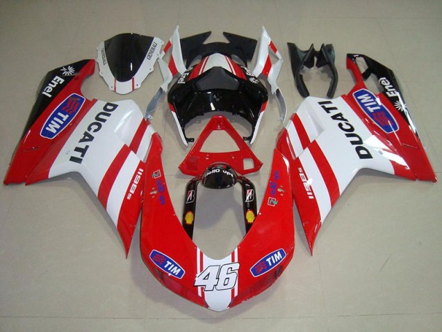 Cheap 2007-2012 Red White 46 Ducati 848 1098 1198 Motorcycle Fairings Canada Cheap 2007-2012 Red White 46 Ducati 848 1098 1198 Motorcycle Fairings Canada