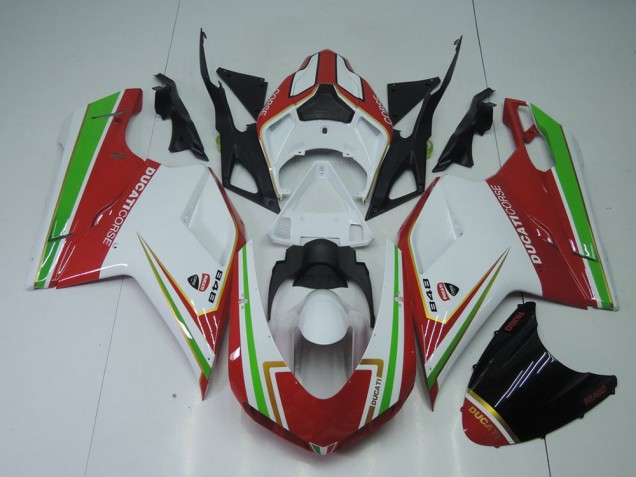 Cheap 2007-2012 Red White and Green Ducati 848 1098 1198 Motorcycle Fairings Canada Cheap 2007-2012 Red White and Green Ducati 848 1098 1198 Motorcycle Fairings Canada