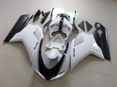 Cheap 2007-2012 White and Black Stripe Ducati 848 1098 1198 Motorcycle Fairings Canada