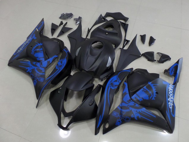 Cheap 2009-2012 Matte Black Blue Skull Honda CBR600RR Motorcycle Fairings Canada Cheap 2009-2012 Matte Black Blue Skull Honda CBR600RR Motorcycle Fairings Canada