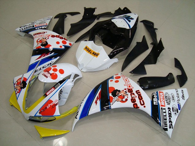 Cheap 2012-2014 White Black Pepe Phone Yamaha YZF R1 Motorcycle Fairings Canada Cheap 2012-2014 White Black Pepe Phone Yamaha YZF R1 Motorcycle Fairings Canada
