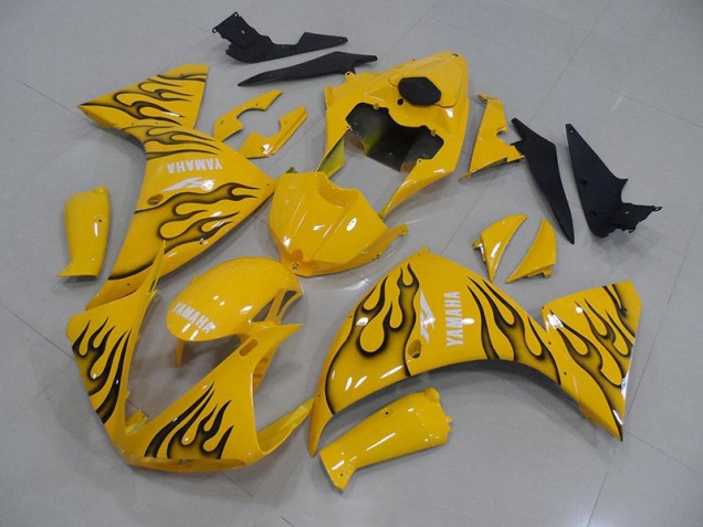 Cheap 2012-2014 Yellow Black Flame Yamaha YZF R1 Motorcycle Fairings Canada Cheap 2012-2014 Yellow Black Flame Yamaha YZF R1 Motorcycle Fairings Canada